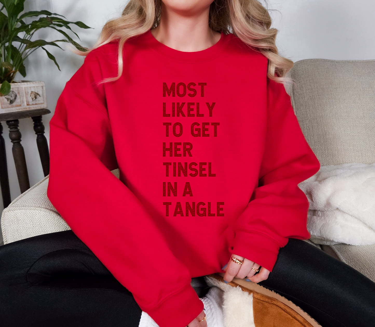 Holiday “Most Likely To…” Sweatshirt | Funny Christmas Crewneck | Adults & Teens | Custom Phrase Available