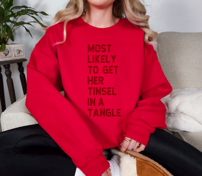 Holiday “Most Likely To…” Sweatshirt | Funny Christmas Crewneck | Adults & Teens | Custom Phrase Available