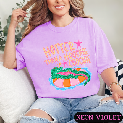 Hotter Than A Hoochie Coochie Graphic Tee | Funny Southern Alligator Shirt | Trendy Comfort Colors Style T-Shirt