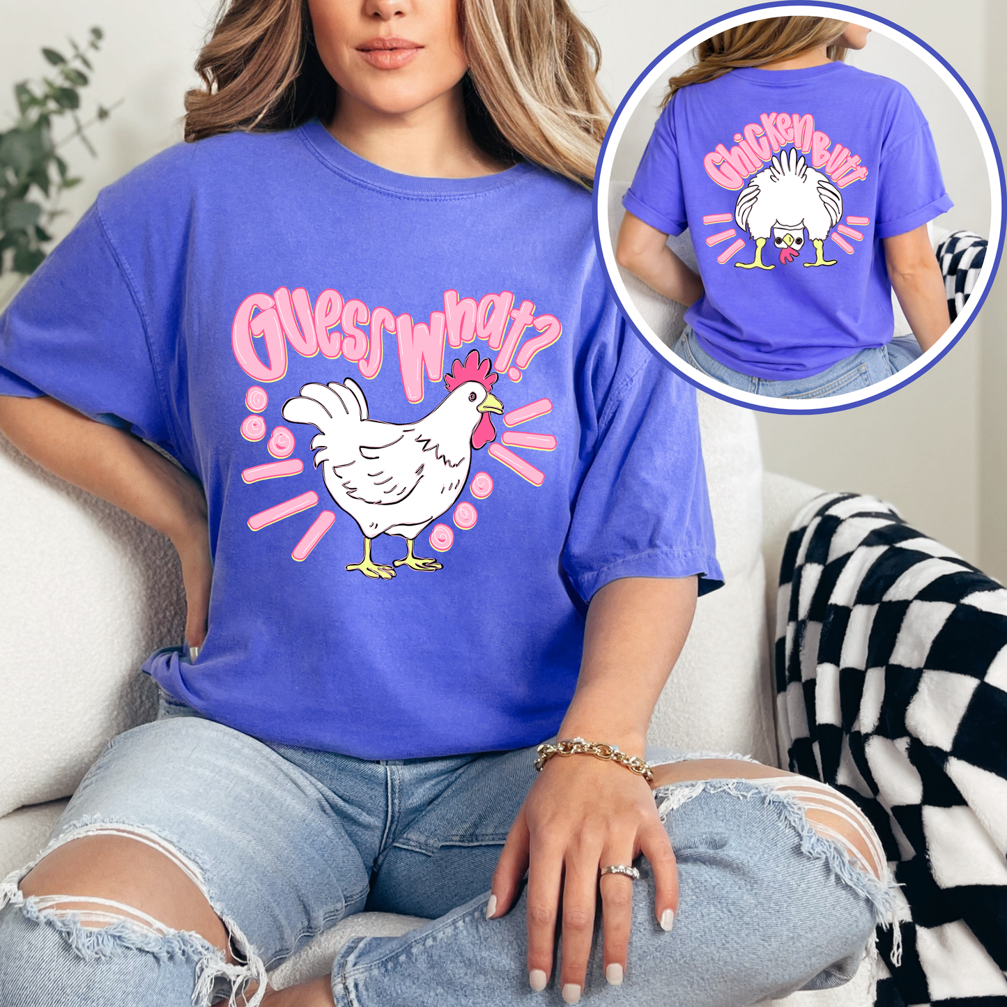 Guess What Chicken Butt Shirt | Funny Chicken Graphic Tee | Cute Farm Humor T-Shirt