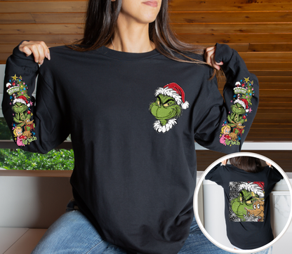 Christmas Green Holiday Character Long Sleeve Shirt | Family Christmas Shirt | Youth & Adult Sizes