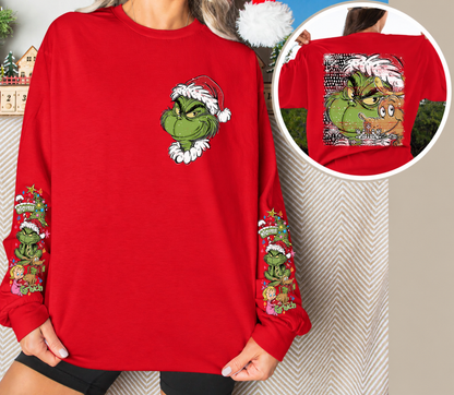 Christmas Green Holiday Character Long Sleeve Shirt | Family Christmas Shirt | Youth & Adult Sizes