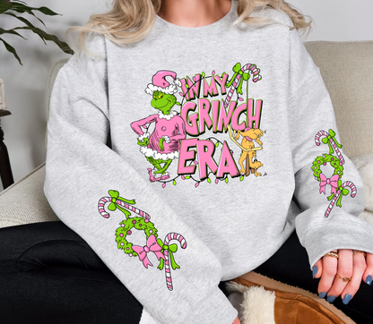 In My Green One Era Christmas Sweatshirt | Pink Green Guy Crewneck with Sleeve Design | Holiday Graphic Sweater