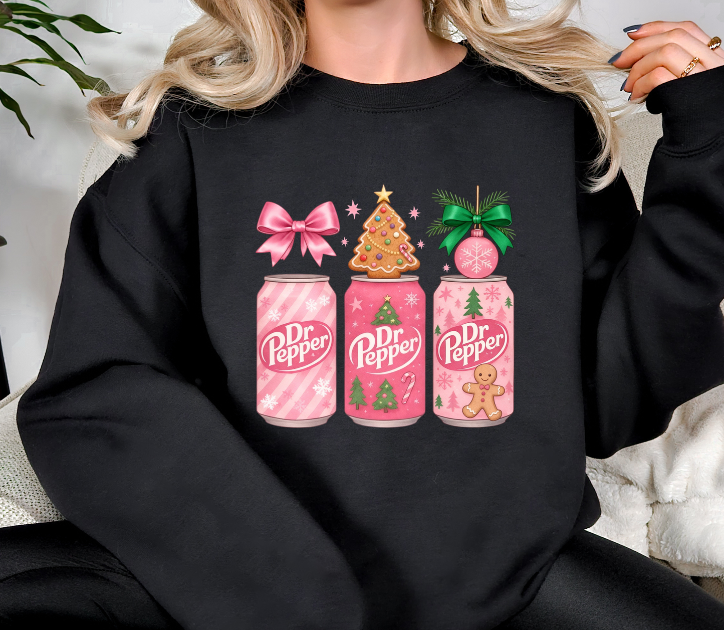 Pink Dr Pepper Christmas Sweatshirt | Holiday Graphic Crewneck | Cozy Winter Sweatshirt | Sizes S-5XL