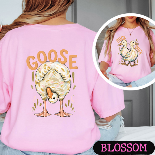 Duck Duck Goose Shirt | Funny Goose Graphic Tee | Cute Farm Animal T-Shirt | Trendy Comfort Colors Style Tee | Front & Back Print