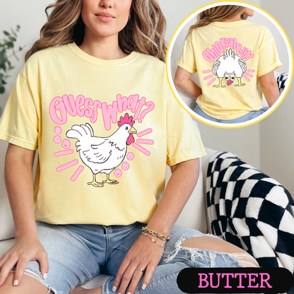 Guess What Chicken Butt Shirt | Funny Chicken Graphic Tee | Cute Farm Humor T-Shirt
