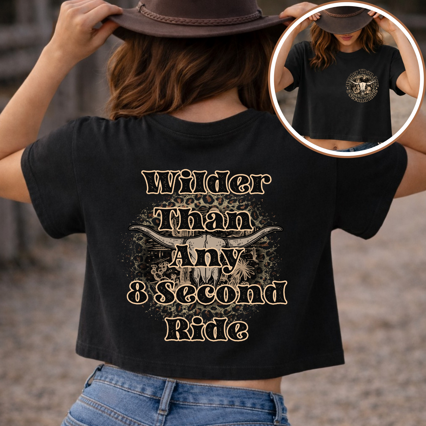 Wilder Than Any 8 Second Ride Western Cowgirl Graphic Tee | Vintage Rodeo Shirt | Country Western T-Shirt