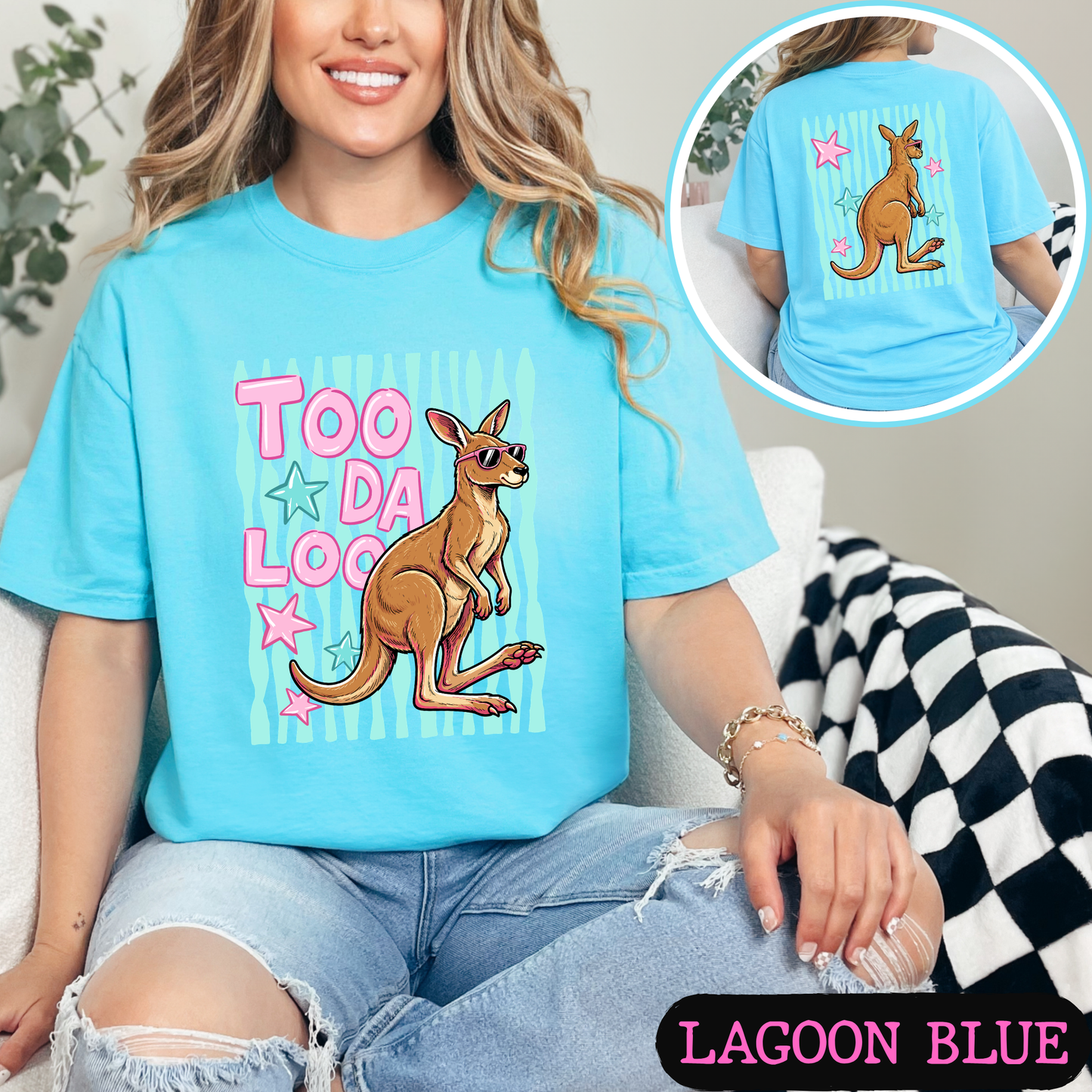 Too Da Loo Kangaroo Tee | Funny Retro Animal Shirt | Front & Back Graphic