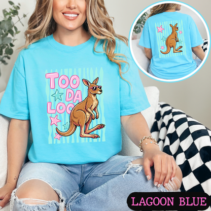 Too Da Loo Kangaroo Tee | Funny Retro Animal Shirt | Front & Back Graphic