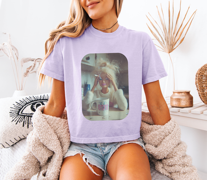 Barbie Burnout Crop Tee – Funny GTFO Coffee Doll Graphic Shirt | Comfort Colors 3023 Oversized Cropped T-Shirt