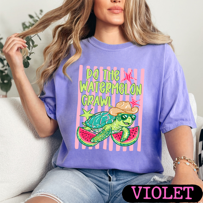 Do The Watermelon Crawl Turtle Graphic Tee | Summer Beach Shirt | Comfort Colors T-Shirt