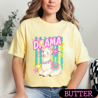 Drama Llama Retro Tee | Cute Neon Graphic Shirt | Comfort Colors Tees