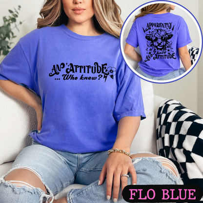 Apparently I Have An Attitude Highland Cow Comfort Colors Graphic T-Shirt | Funny Cow Tee | Front & Back Print