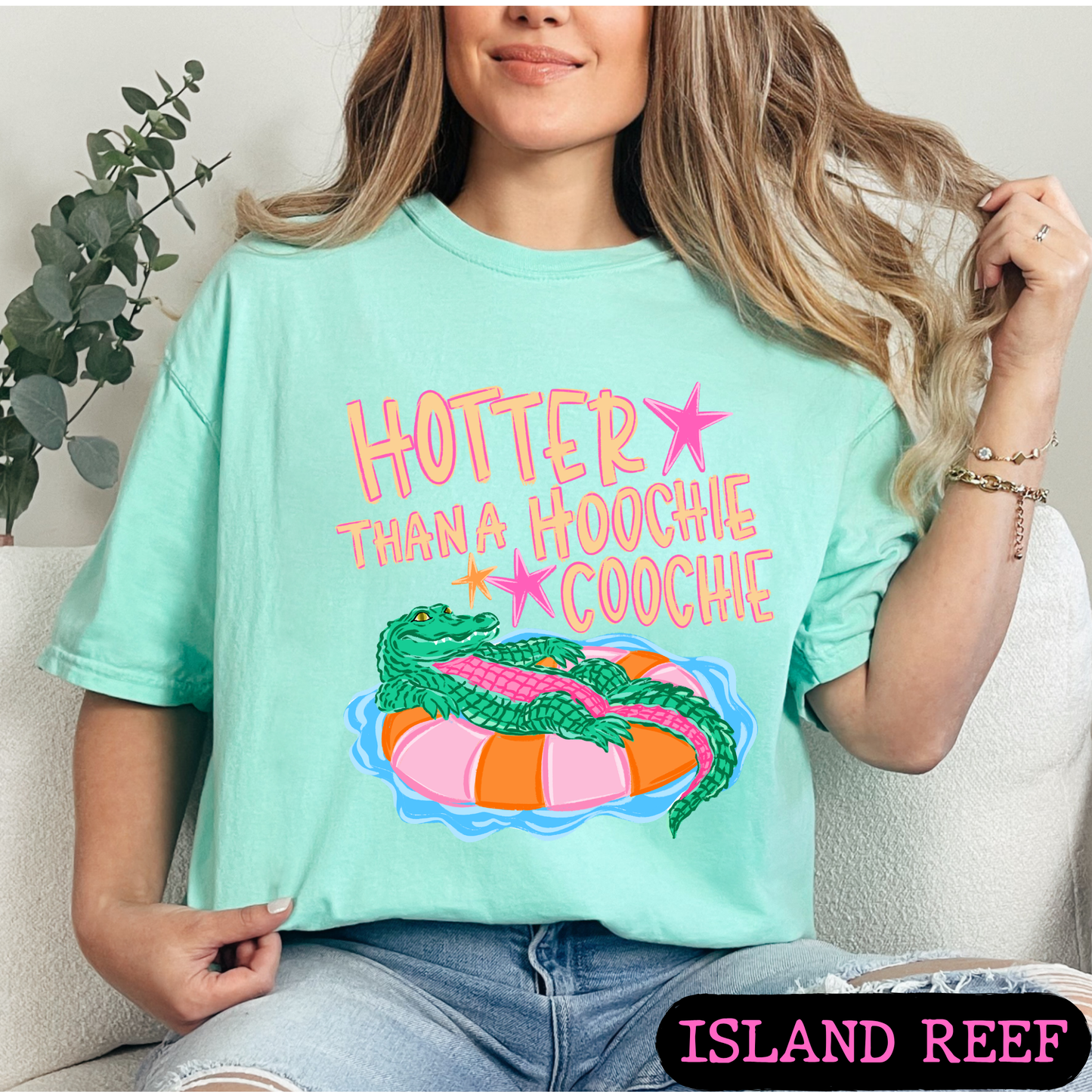 Hotter Than A Hoochie Coochie Graphic Tee | Funny Southern Alligator Shirt | Trendy Comfort Colors Style T-Shirt