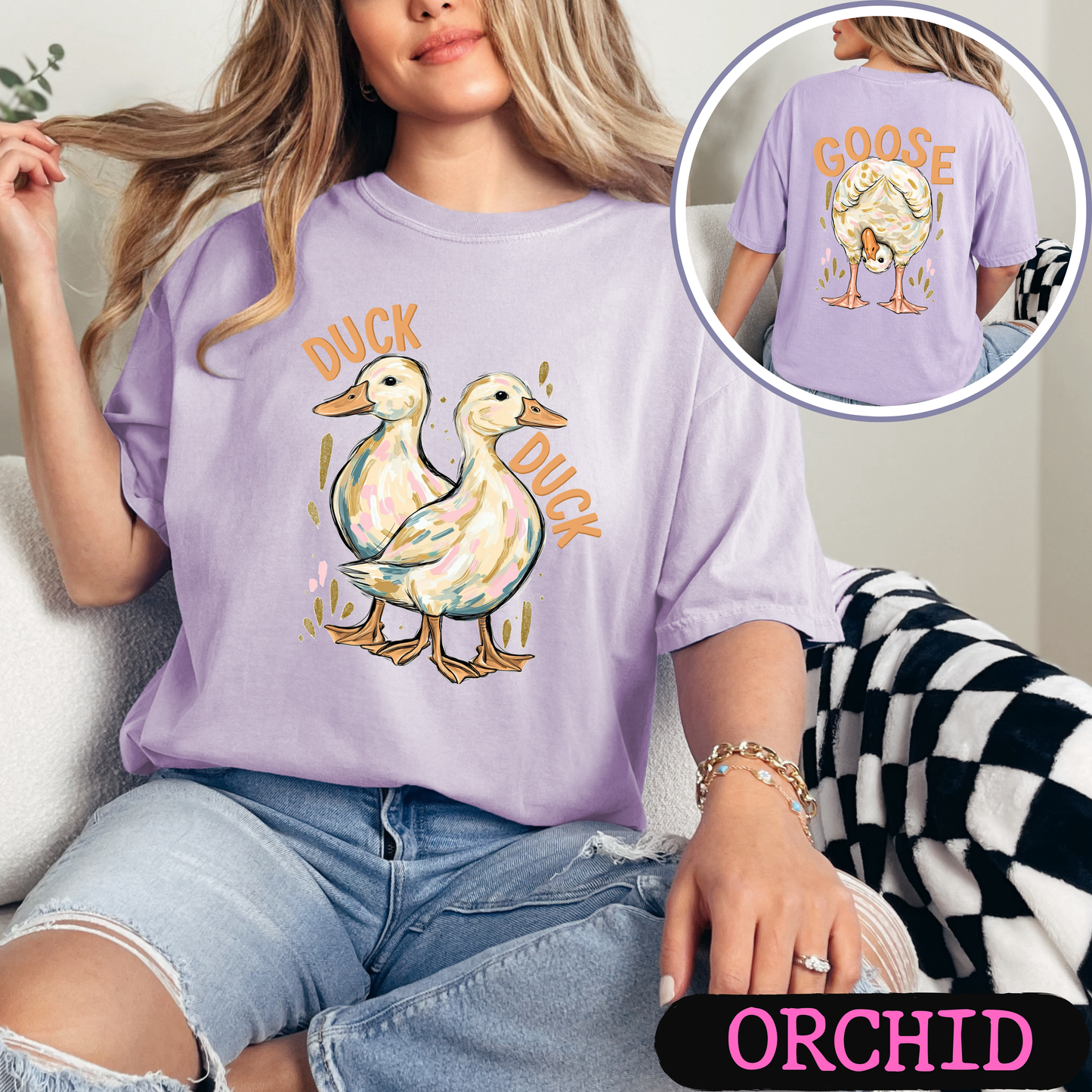 Duck Duck Goose Shirt | Funny Goose Graphic Tee | Cute Farm Animal T-Shirt | Trendy Comfort Colors Style Tee | Front & Back Print
