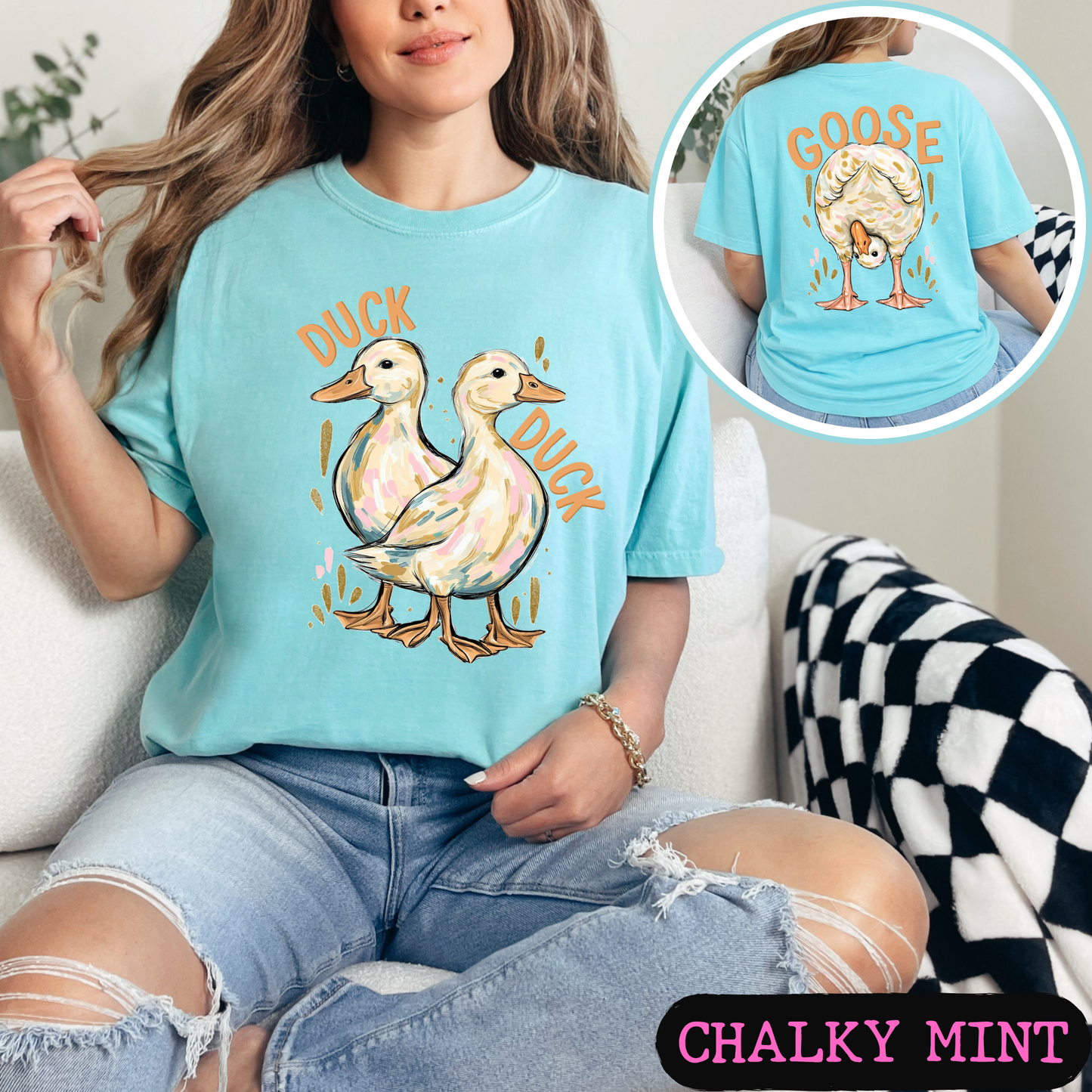 Duck Duck Goose Shirt | Funny Goose Graphic Tee | Cute Farm Animal T-Shirt | Trendy Comfort Colors Style Tee | Front & Back Print