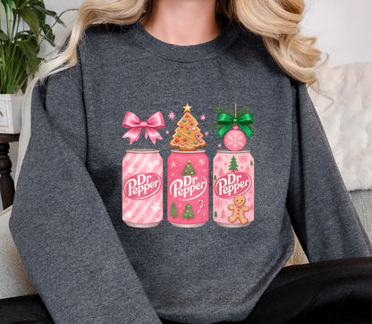 Pink Dr Pepper Christmas Sweatshirt | Holiday Graphic Crewneck | Cozy Winter Sweatshirt | Sizes S-5XL