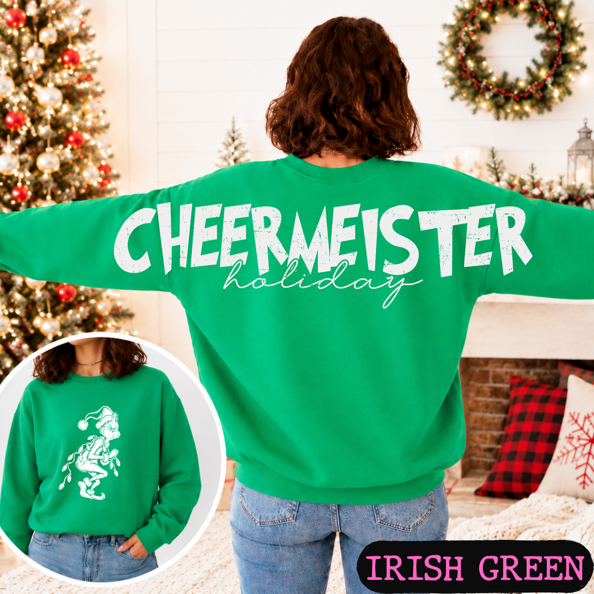 Big Back Holiday Cheermeister Christmas Sweatshirt | Festive Front & Back Graphic Crewneck