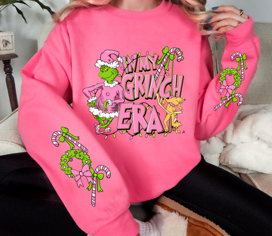 In My Green One Era Christmas Sweatshirt | Pink Green Guy Crewneck with Sleeve Design | Holiday Graphic Sweater