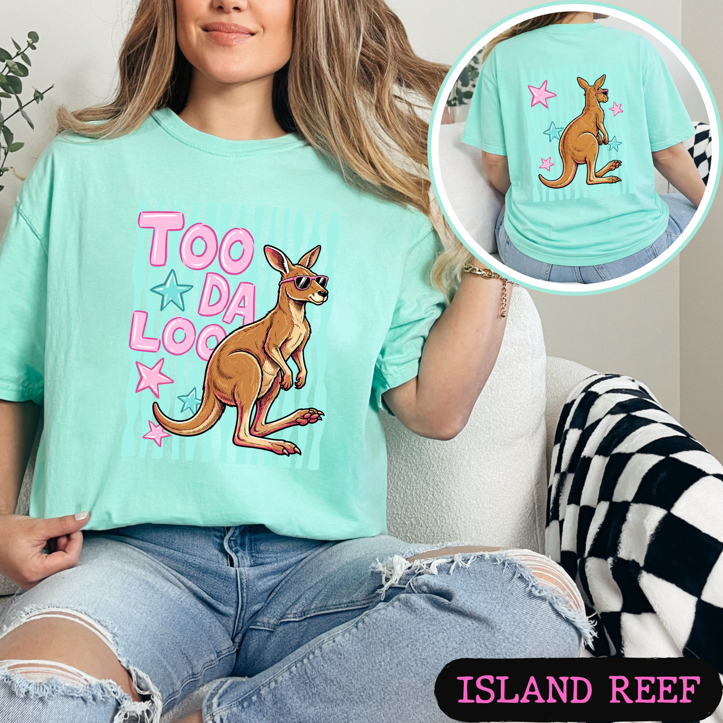 Too Da Loo Kangaroo Tee | Funny Retro Animal Shirt | Front & Back Graphic