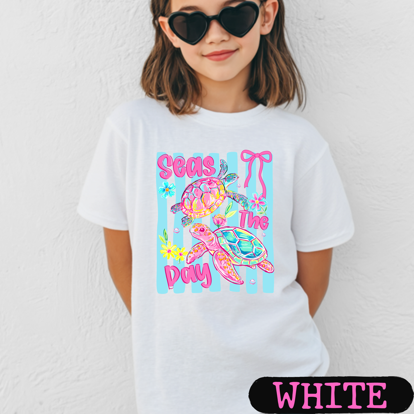 Seas The Day Sea Turtle Graphic Tee | Coastal Beach Shirt | Summer Vacation Tee | Ocean Lover Gift | Cute Turtle Shirt