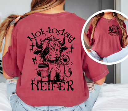 Not Today Heifer Shirt | Funny Cow Graphic Tee | Comfort Colors Oversized Unisex T-Shirt