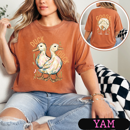 Duck Duck Goose Shirt | Funny Goose Graphic Tee | Cute Farm Animal T-Shirt | Trendy Comfort Colors Style Tee | Front & Back Print