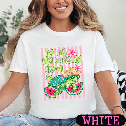 Do The Watermelon Crawl Turtle Graphic Tee | Summer Beach Shirt | Comfort Colors T-Shirt