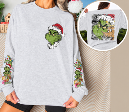 Christmas Green Holiday Character Long Sleeve Shirt | Family Christmas Shirt | Youth & Adult Sizes