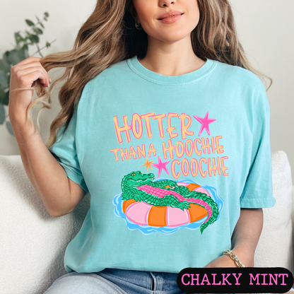 Hotter Than A Hoochie Coochie Graphic Tee | Funny Southern Alligator Shirt | Trendy Comfort Colors Style T-Shirt