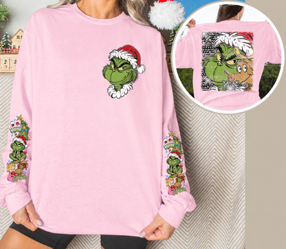 Christmas Green Holiday Character Long Sleeve Shirt | Family Christmas Shirt | Youth & Adult Sizes