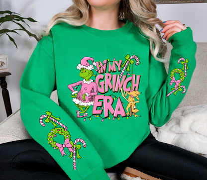 In My Green One Era Christmas Sweatshirt | Pink Green Guy Crewneck with Sleeve Design | Holiday Graphic Sweater