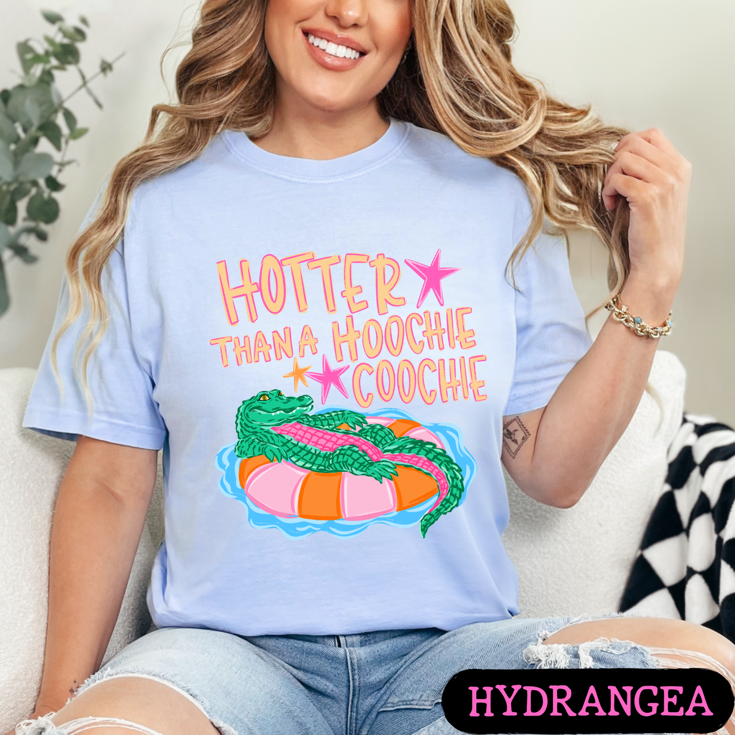 Hotter Than A Hoochie Coochie Graphic Tee | Funny Southern Alligator Shirt | Trendy Comfort Colors Style T-Shirt