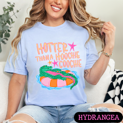 Hotter Than A Hoochie Coochie Graphic Tee | Funny Southern Alligator Shirt | Trendy Comfort Colors Style T-Shirt