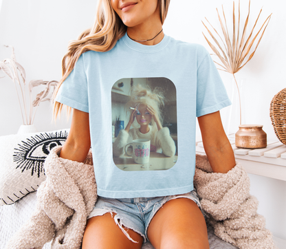 Barbie Burnout Crop Tee – Funny GTFO Coffee Doll Graphic Shirt | Comfort Colors 3023 Oversized Cropped T-Shirt