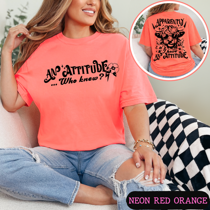Apparently I Have An Attitude Highland Cow Comfort Colors Graphic T-Shirt | Funny Cow Tee | Front & Back Print