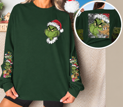 Christmas Green Holiday Character Long Sleeve Shirt | Family Christmas Shirt | Youth & Adult Sizes