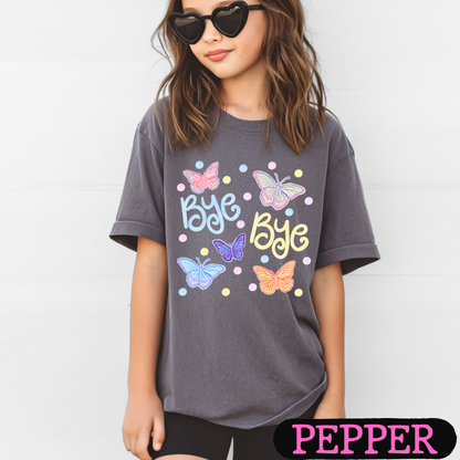 Bye Bye Butterfly Tee | Colorful Spring Graphic T-Shirt | Cute Butterfly Shirt