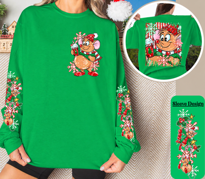 Christmas Mouse Long Sleeve Shirt – Front, Back & Sleeve Design