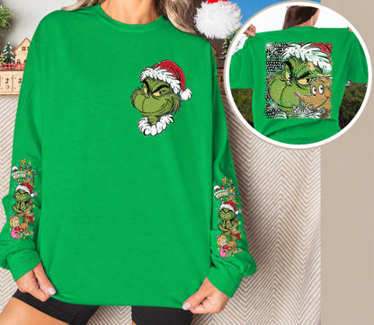 Christmas Green Holiday Character Long Sleeve Shirt | Family Christmas Shirt | Youth & Adult Sizes