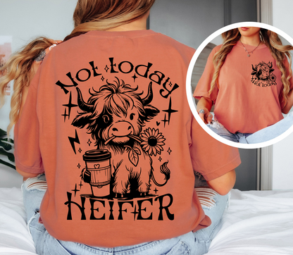 Not Today Heifer Shirt | Funny Cow Graphic Tee | Comfort Colors Oversized Unisex T-Shirt